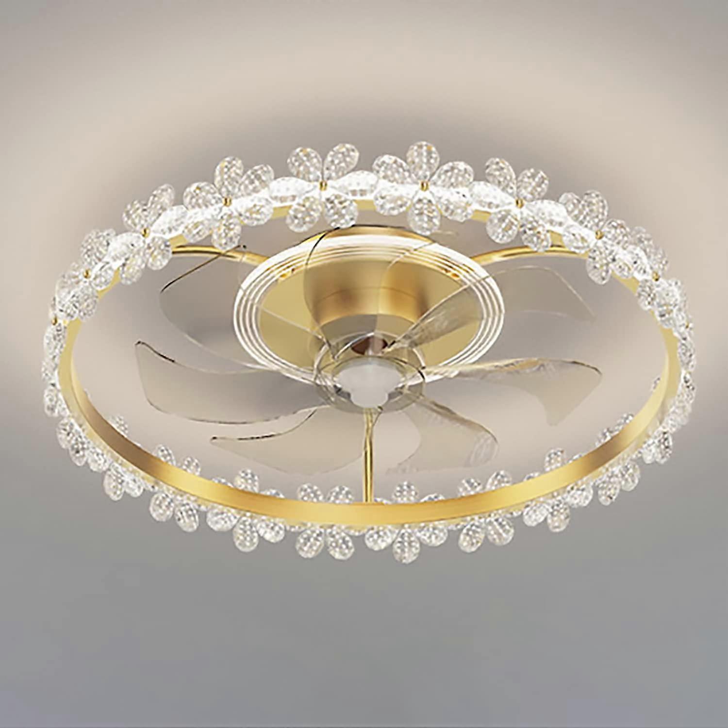 Ceiling Fans with Lights, 20'' Bladeless Ceiling Fan Remote Control, 3 Color 3 Speed Low Profile Semi Flush Mount 30/48W