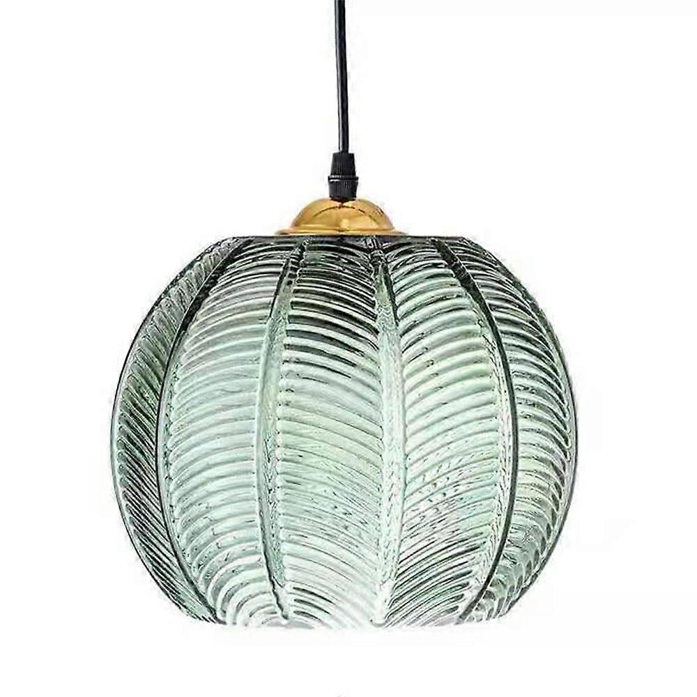 Kitchen Island Pendant Light with Handmade Retro Stripe Glass Shade, Height Adjustable Ceiling Fixture
