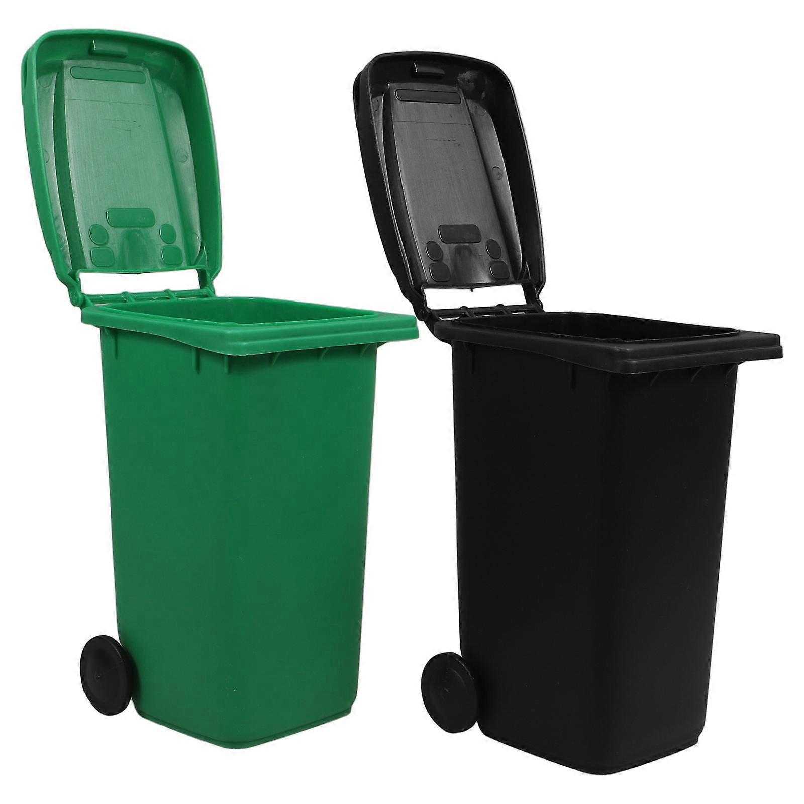 Mini Trash Can Pencil Holder for Office Use 2Pcs Plastic Desktop Container