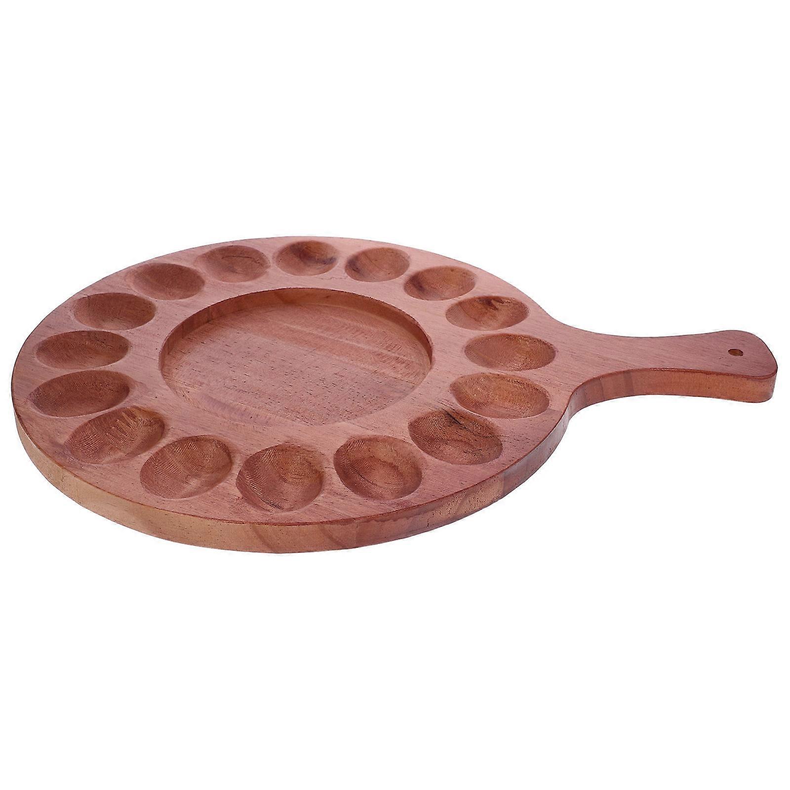 Wooden Deviled Egg Serving Plate Double Side Egg Dish 3Pcs