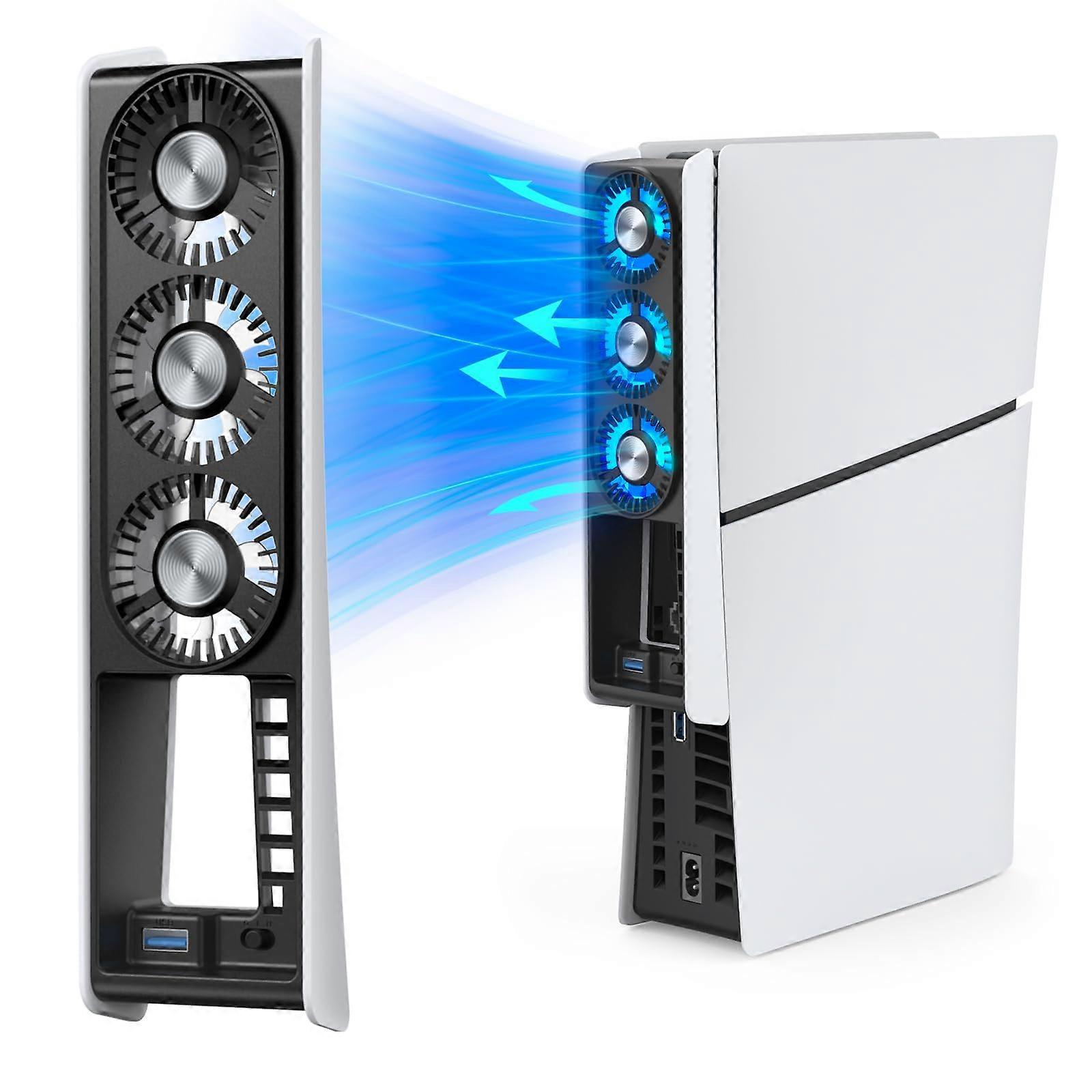 Cooling Fan with DualSpeed Modes, LED Light, USB Powered for PS5 Slim Accessories