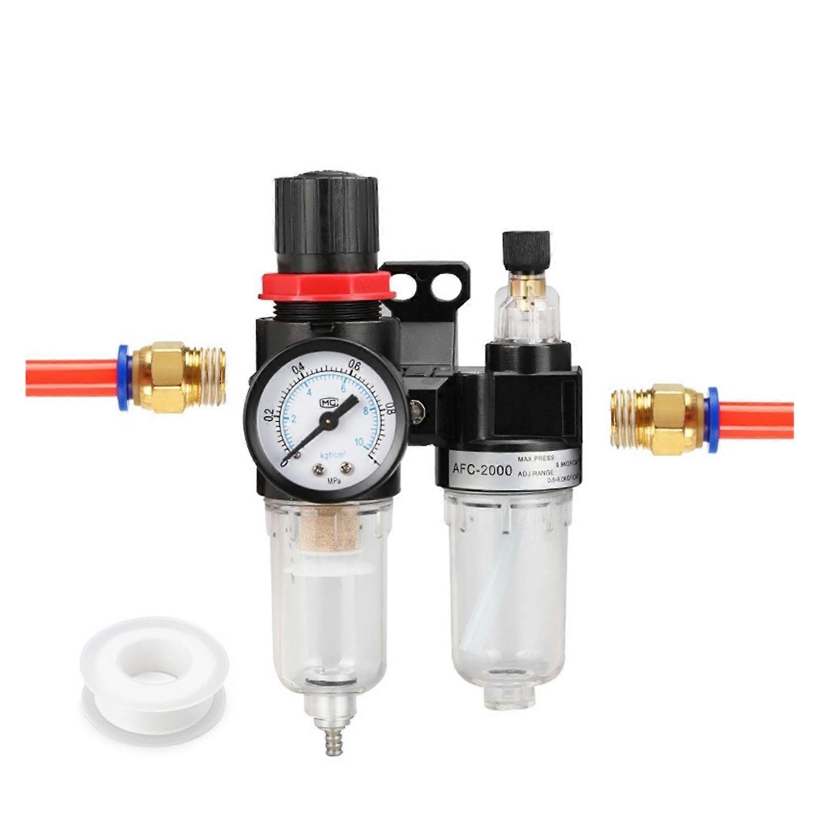 AFC2000 Pneumatic Air Compressor Filter Regulator Lubricant with AL2000 G1/4 Oil-Water Separator and 10mm Fitting