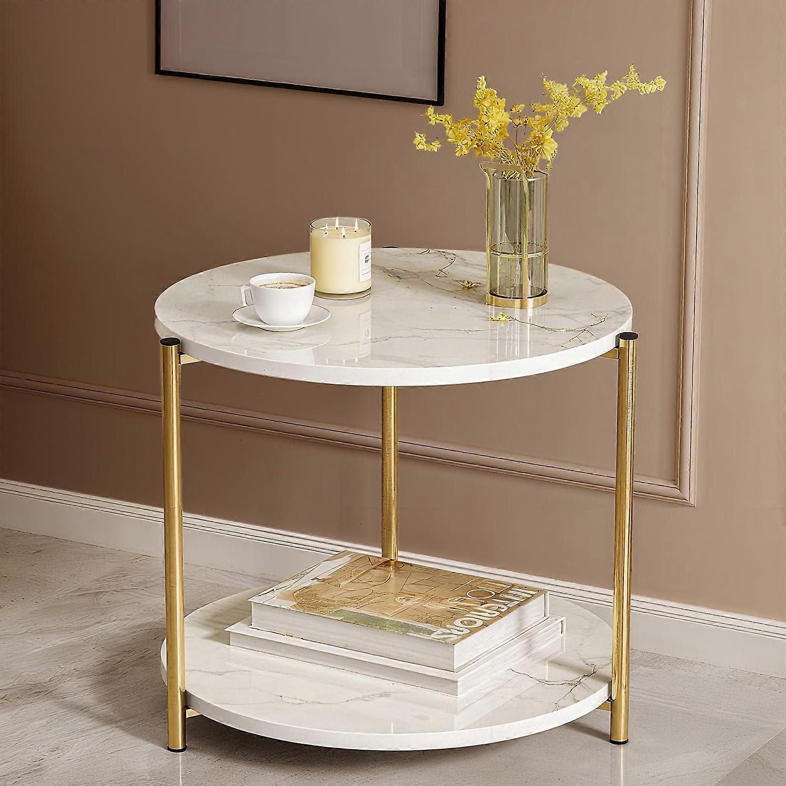 Wood and Metal Side Table with Durable Build, SpaceSaving Design for Living Room or Bedroom