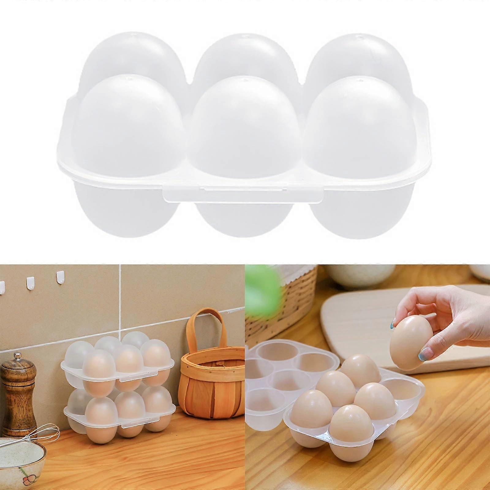 Egg Storage Container with Lid, Stackable Plastic Egg Holder for Refrigerator, Camping and Travel