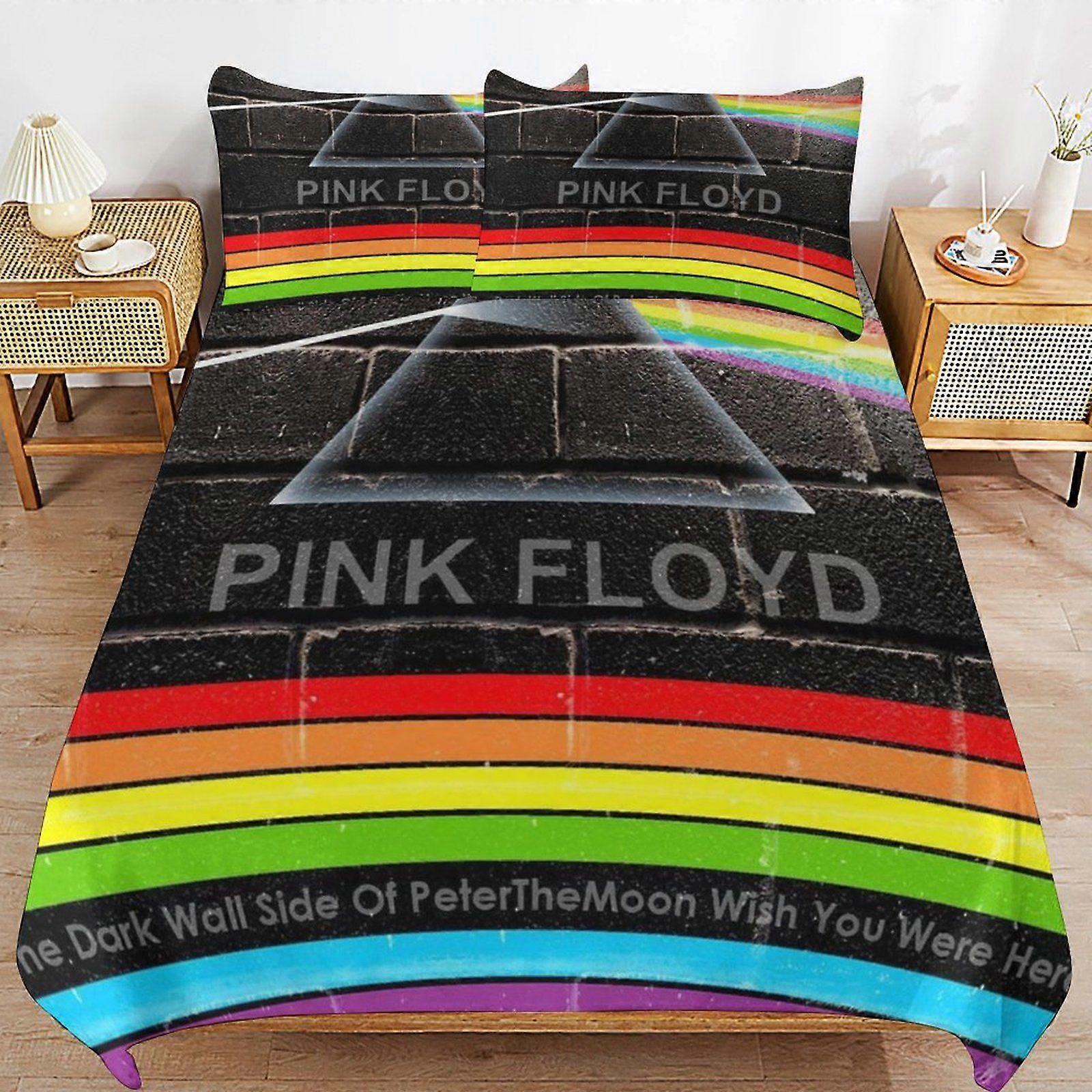 Pink floyd Streamlined Finish Soft Texture Durable Composition Zipper Side Duvet Cover Sets Night Use