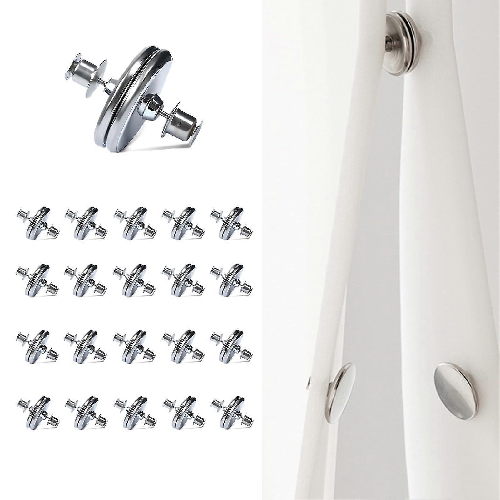 Curtain Magnets and Shower Curtain Magnets with Strong Magnetic Lock Closure for Light Leak Prevention and Windproof Hold, 20 Pairs