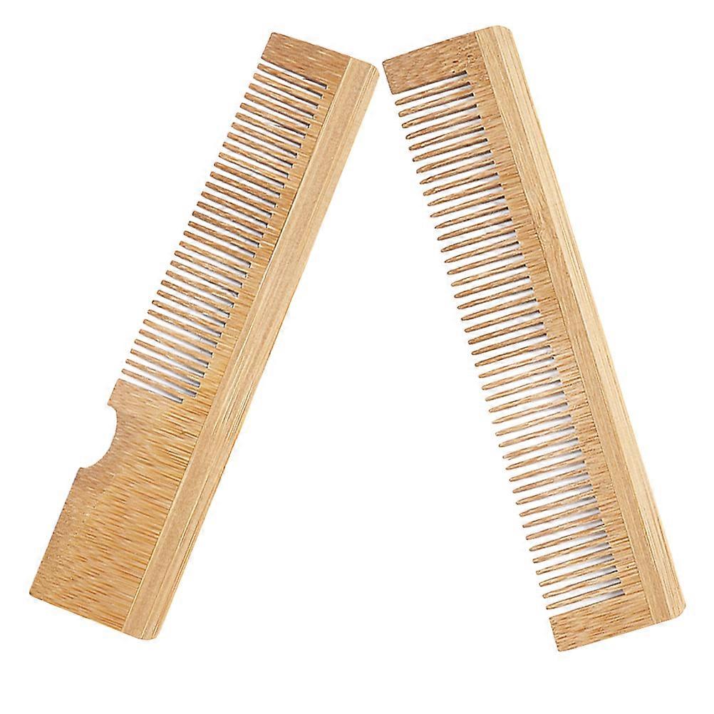 Khaki Comb Beard Comb for Men Grooming 2Pcs Pocket Bamboo
