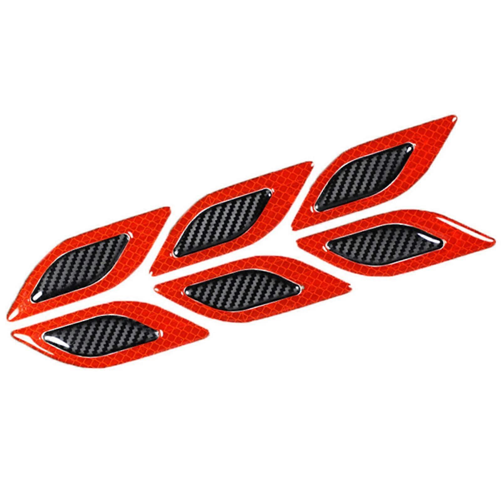 6PCS Red PVC Car Reflective Stickers  Night Visibility Waterproof AntiScratch Auto Decals