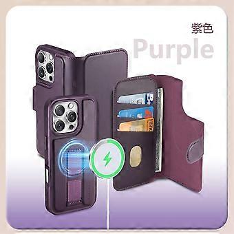 Case For Iphone 13 Pro Max Dusk Purple Magnetic Separate Card Slot No14791