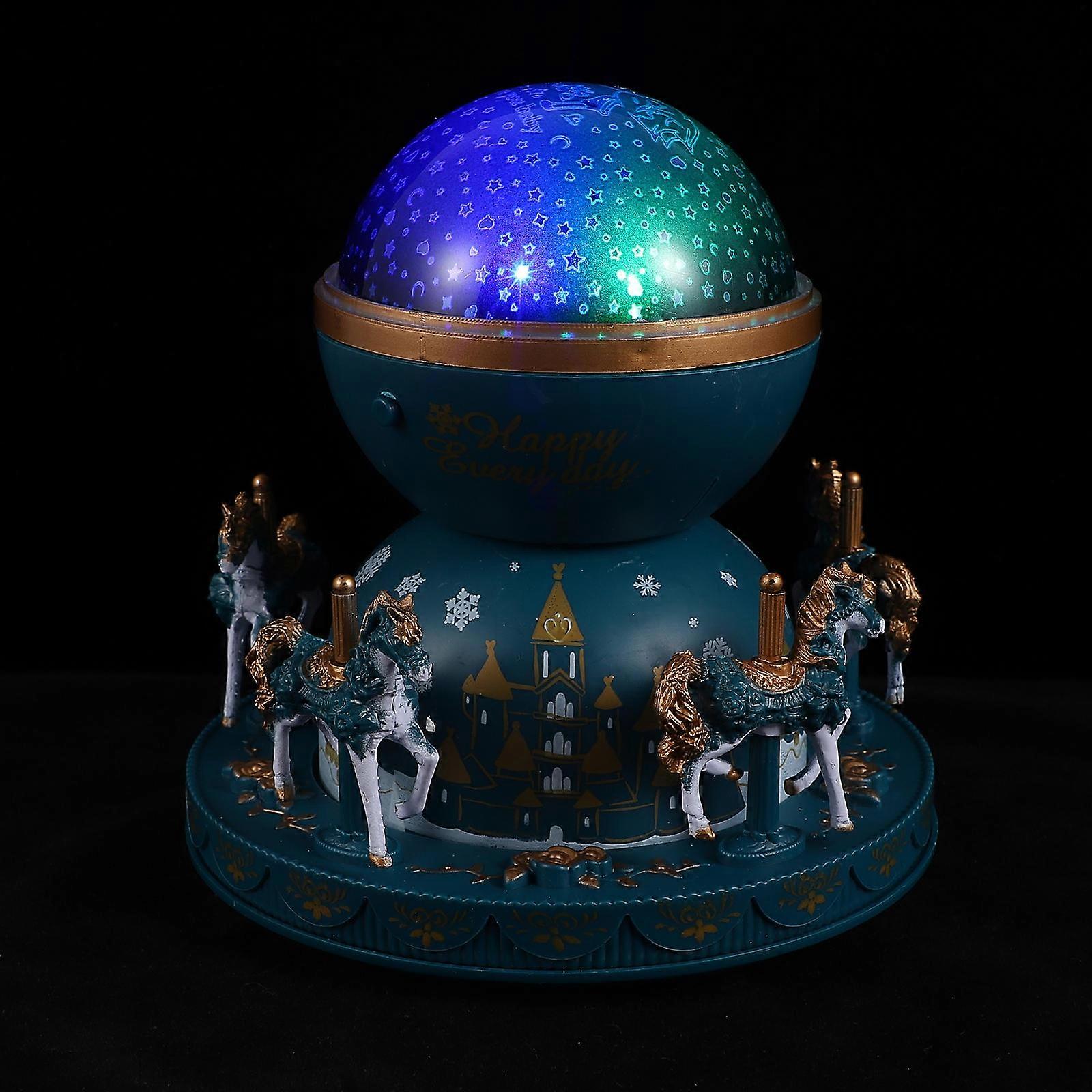 ABS Carousel Music Box for Decor with Projection Light 2Pcs Multicolor