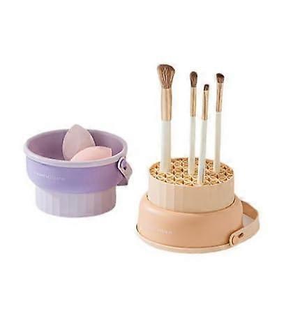 Makeup Brush Cleaner 3in1 Deep Clean with Silicone Surface and Purple Drying Rack