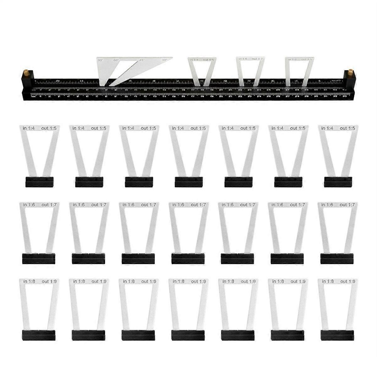 28Pcs Multifunctional Dovetail Marking Tool Set for Woodworking, Adjustable Aluminum Alloy