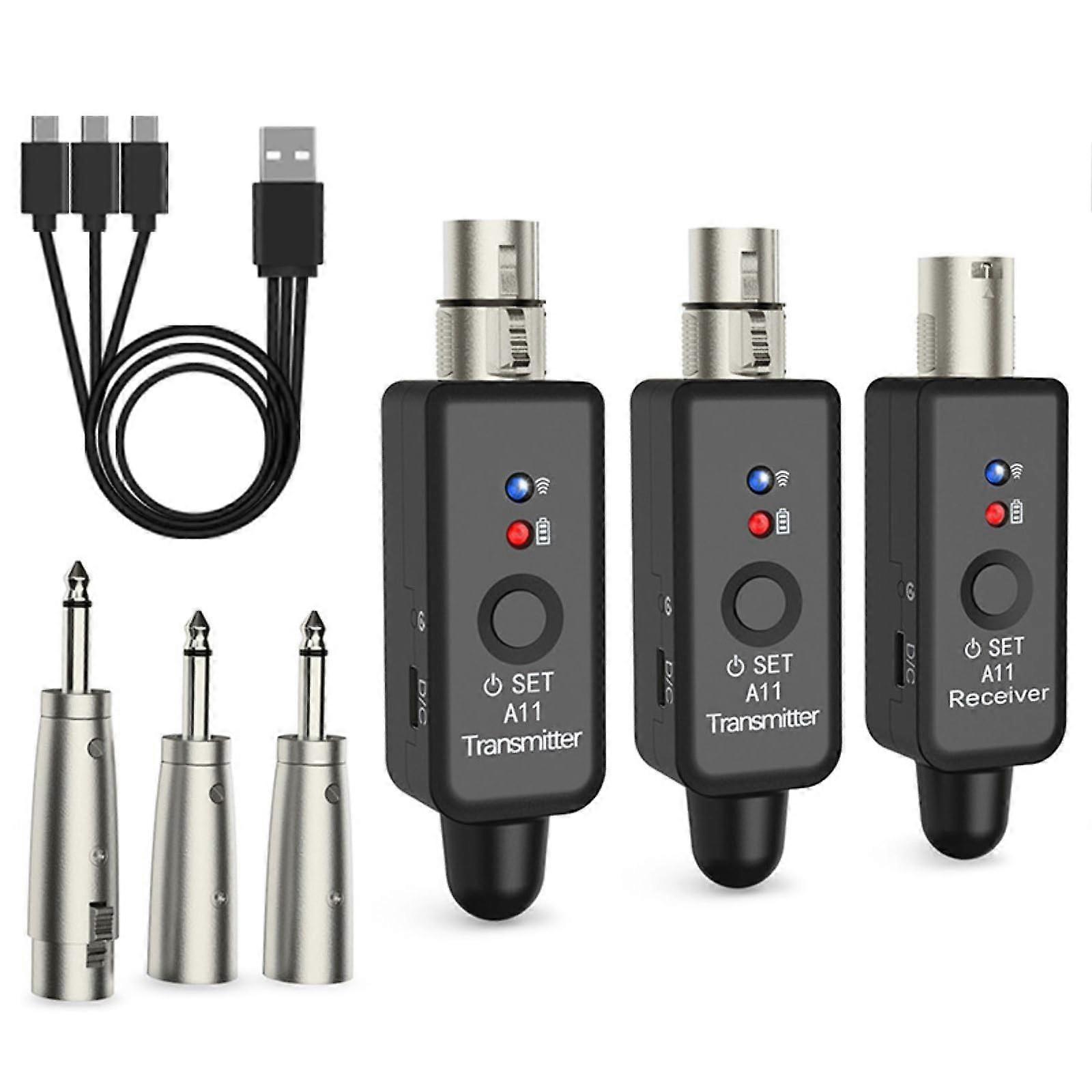 Professional Wireless Microphone System with Rechargeable XLR Audio Transmitter and Receiver 100ft Range