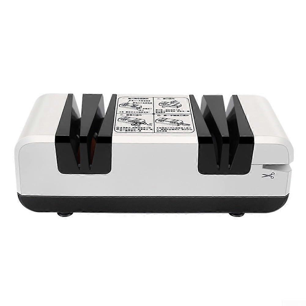 Fully Automatic Electric Knife Sharpener for Kitchen with AntiSlip Safety Base, White