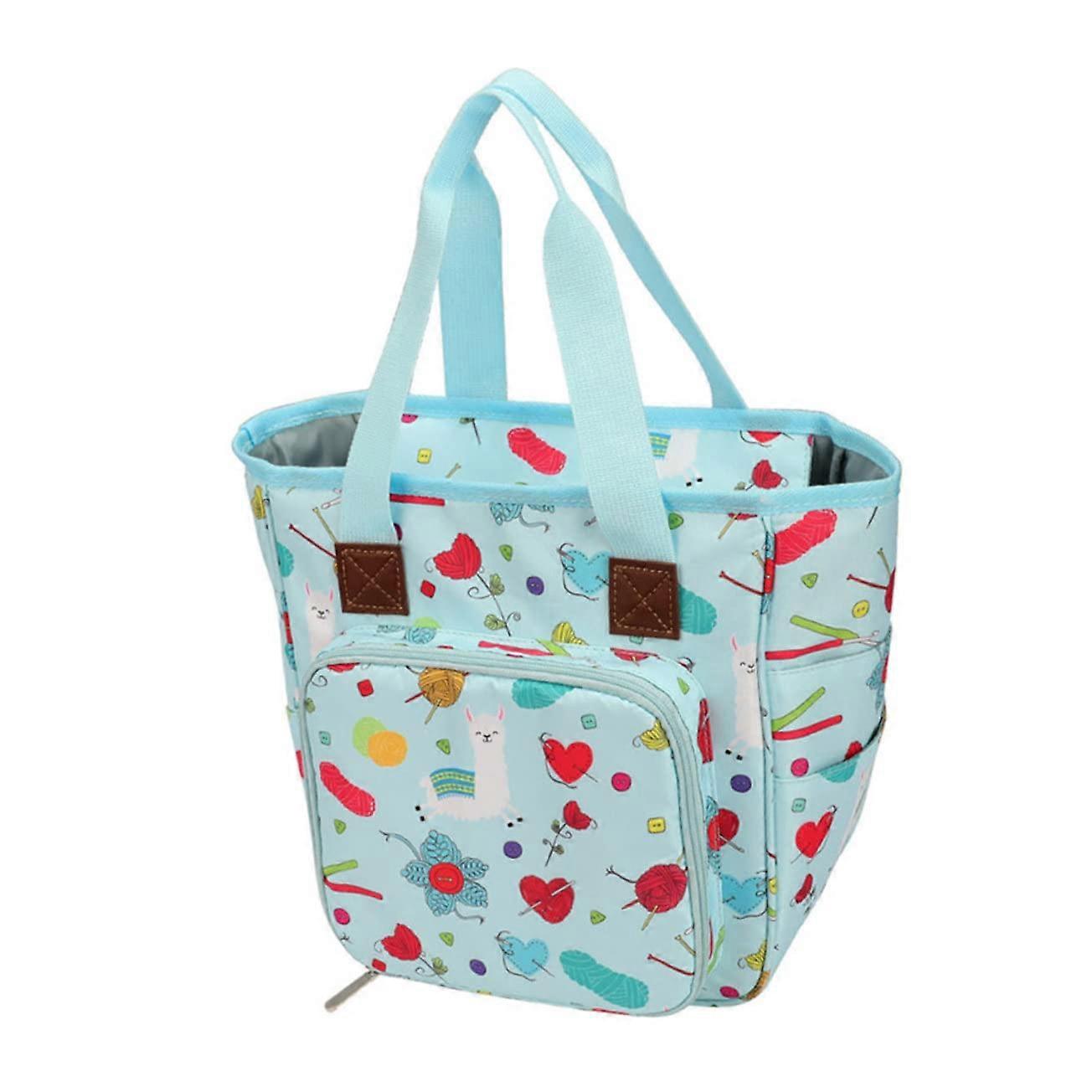 Knitting Storage Bag Large Capacity MultiPocket Yarn Organizer with Durable Zipper for Crochet