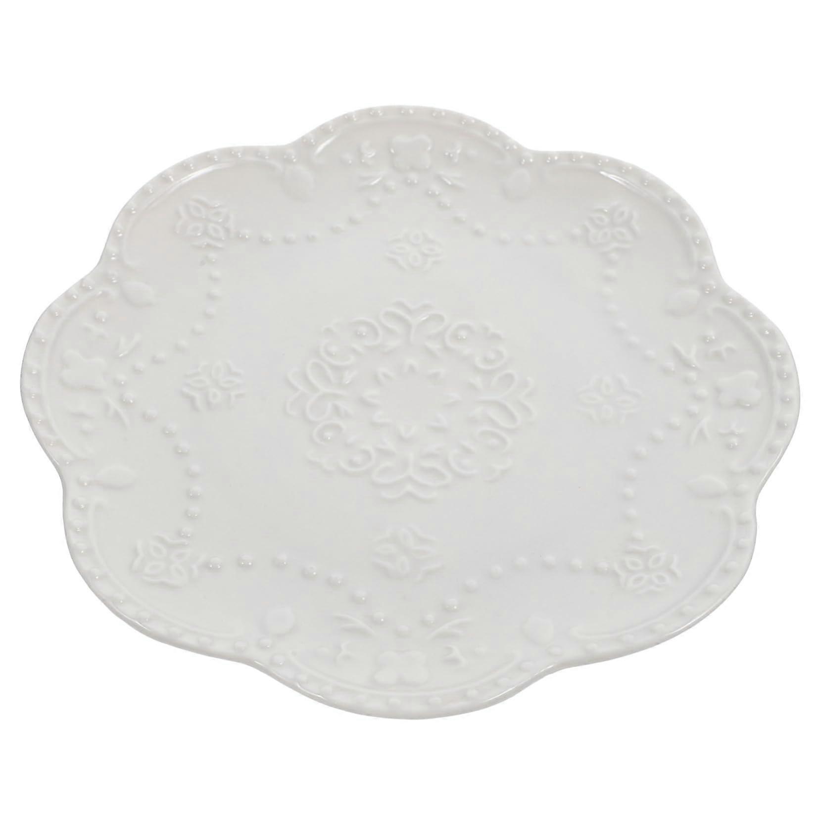 Large Ceramic Serving Plate with Floral Pattern, BreakResistant Dinner Platter for Steak and Pasta