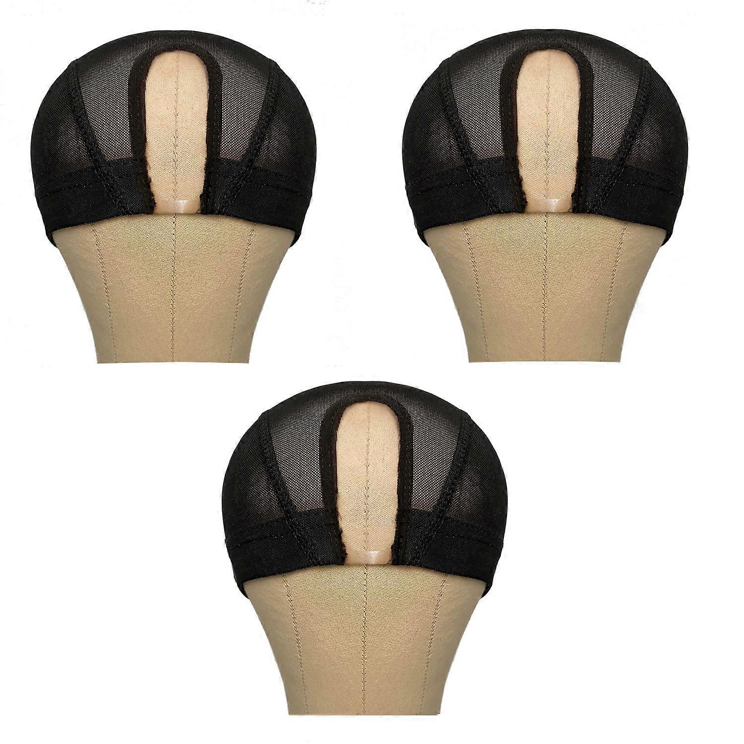 Wig Making Kit with Combs and Needles, Black Upart Elastic Dome Caps Set for Comfortable Sewing