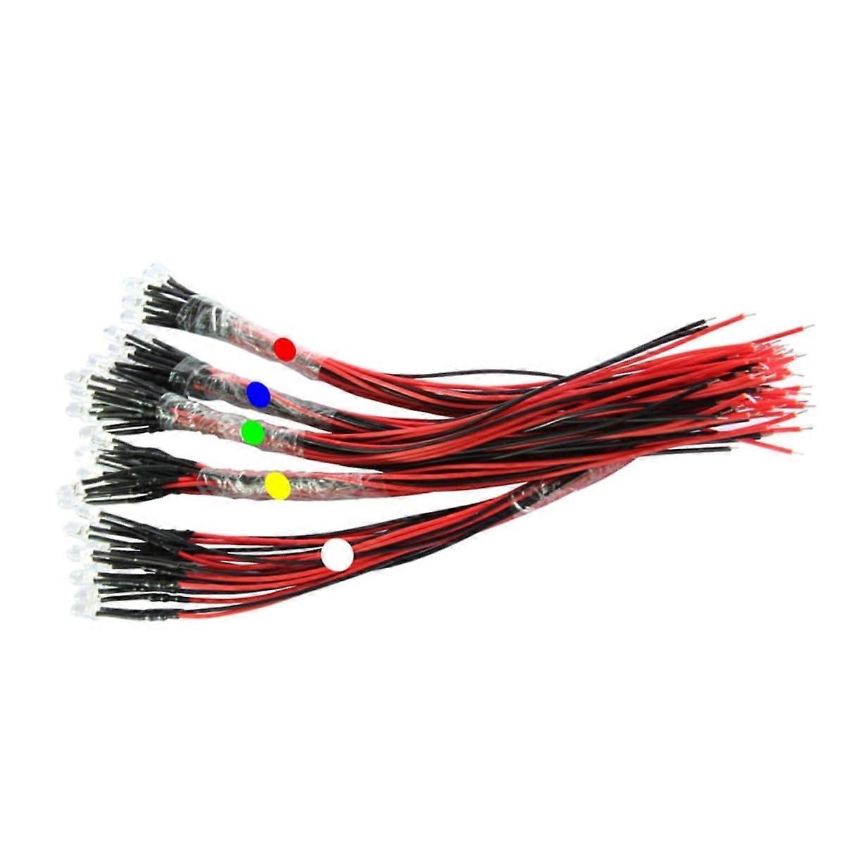 50pcs MultiColor LED Diode Wire Lights with Flexible Cable for DIY Models and Projects