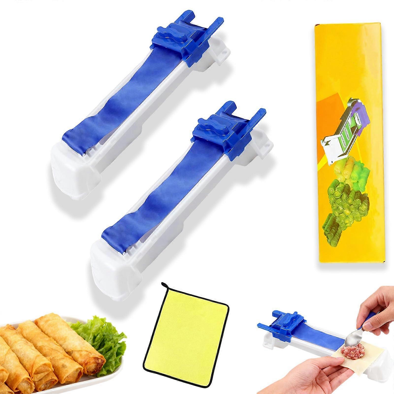 Automatic Sushi Roller and Spring Roll Maker for Uniform Rolls, Easy Lever Home Kitchen Tool (2Pcs)