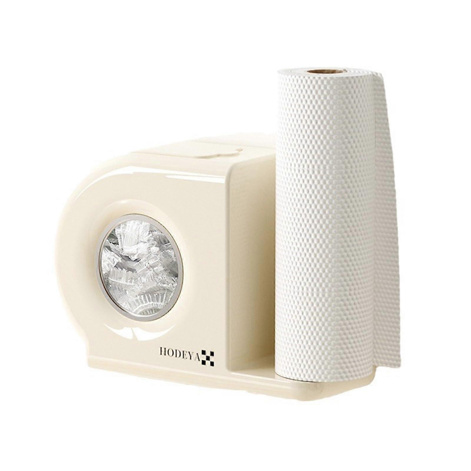 Plastic Wrap Dispenser Wall Mounted White PP Food Wrap Storage Box for Kitchen Organization