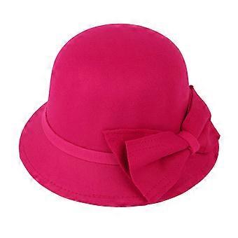 Effen, ronde wollen hoed met brede rand voor dames, elegant en geschikt voor de herfst en winter.