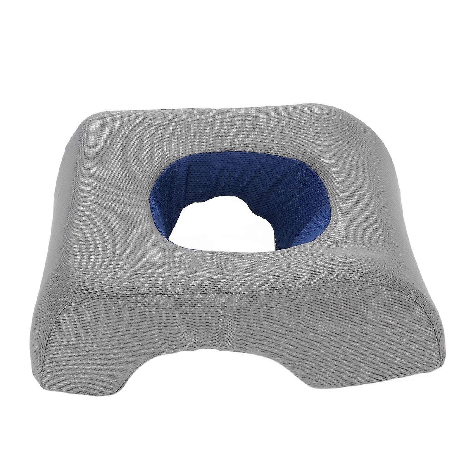 Face Down Pillow with Soft Face Support Cushion and Innovative Hole Design, Grey Blue Spa Headrest