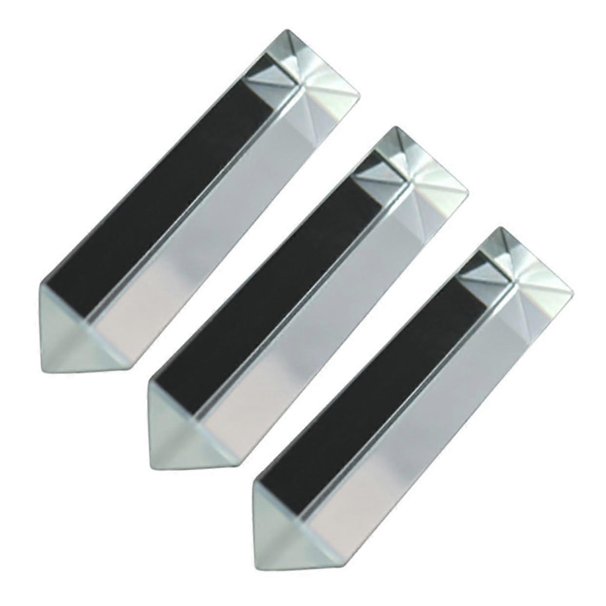 3pcs Equilateral Glass Prism for Photography and Physics Experiments  Transparency