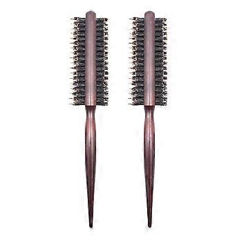 2pcs Styling Wooden Handle Roller Combs Hair Salon Hair Styling Curly Hair Combs