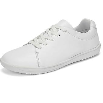 Baskets montantes unisexes à lacets - Tige légère en PU, semelle intérieure amortissante en EVA, semelle extérieure antidérapante en MD, chaussures de running et de fitness - Blanches, pointure 42