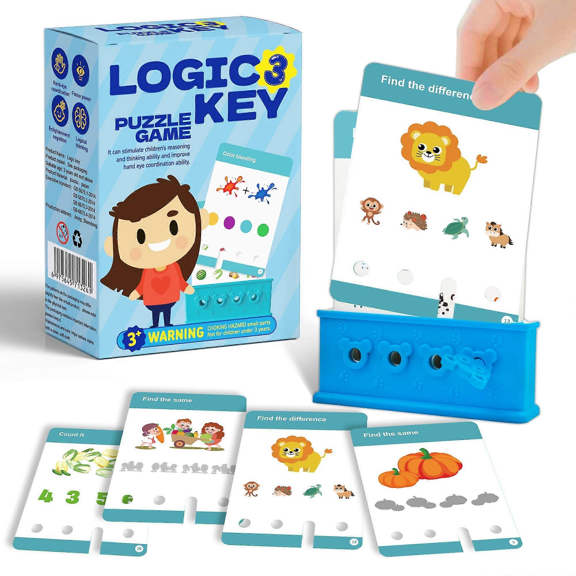 Logic Flash Cards for Kids Ages 48 with Answer Key, Brain Teaser Puzzle Game, Educational Set