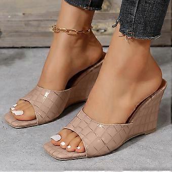 Women's Platform Wedge Sandals Extremely Comfy Slides Sandals New Sloping Heels For Casual Wearing Sandals Retro Open Toe Slippers Non-Slip