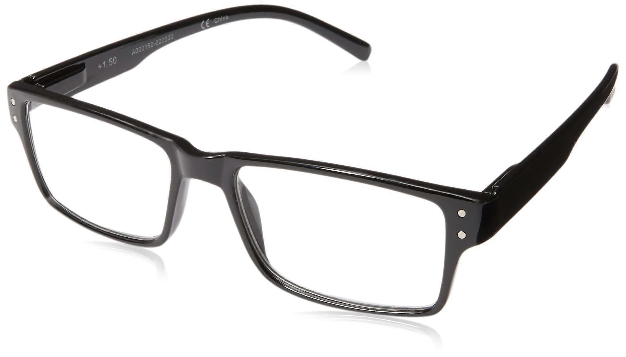 Black Rectangular Reading Glasses 2.5 Strength Precision Magnification for Close Work