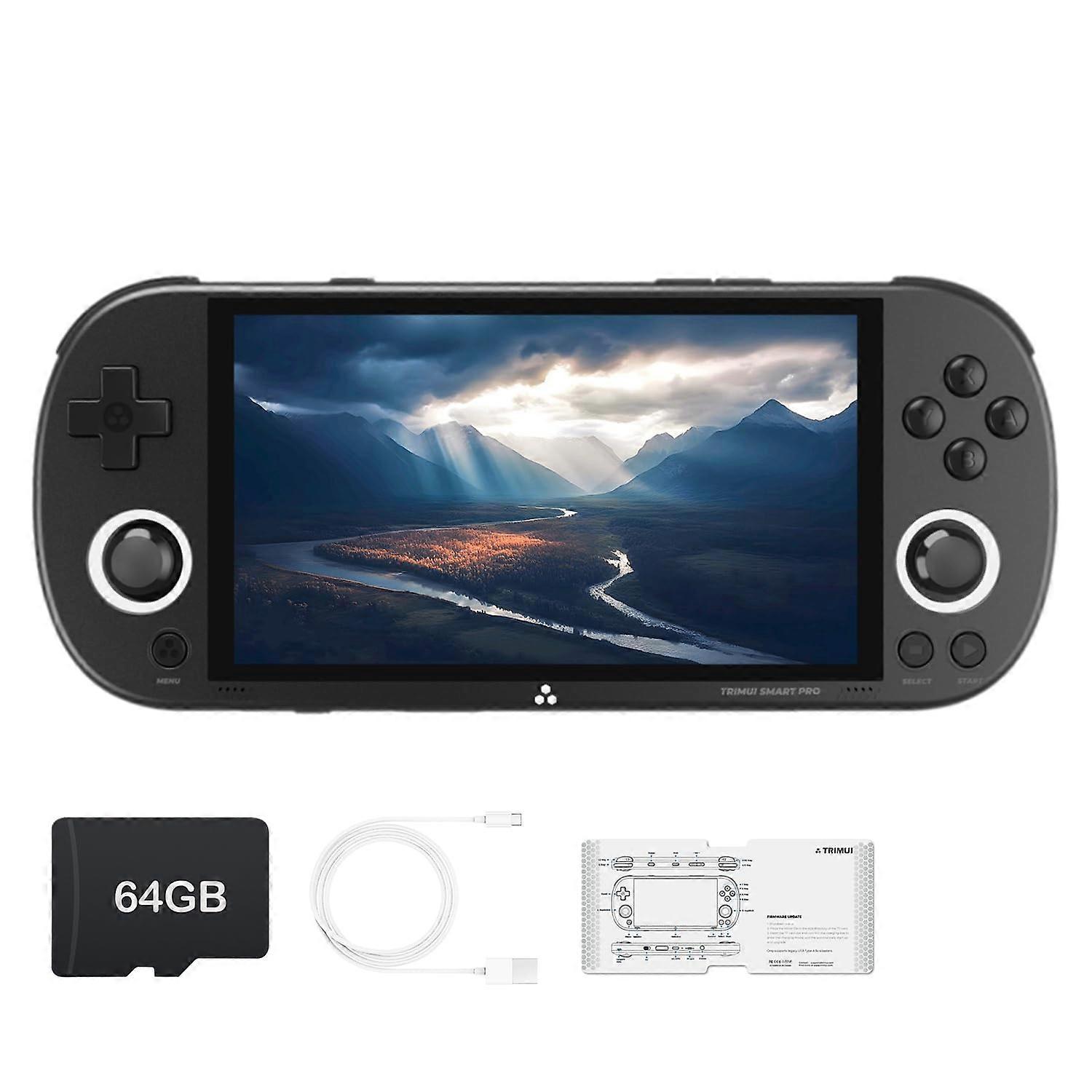 Smart Pro Handheld Game Console 4.96' Display Linux System with 64GB Card Black