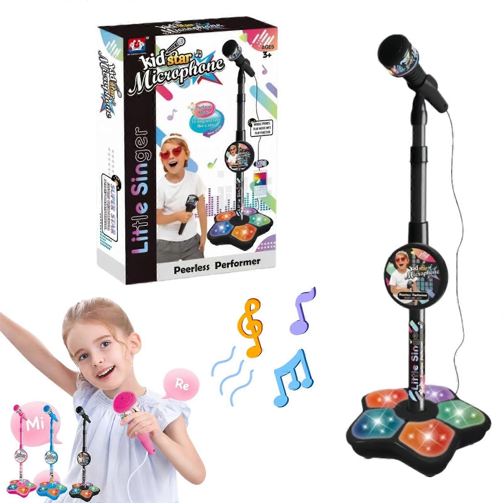 Kids Karaoke Machine with LED Lights, Adjustable Wireless Microphone, Bluetooth for Singing