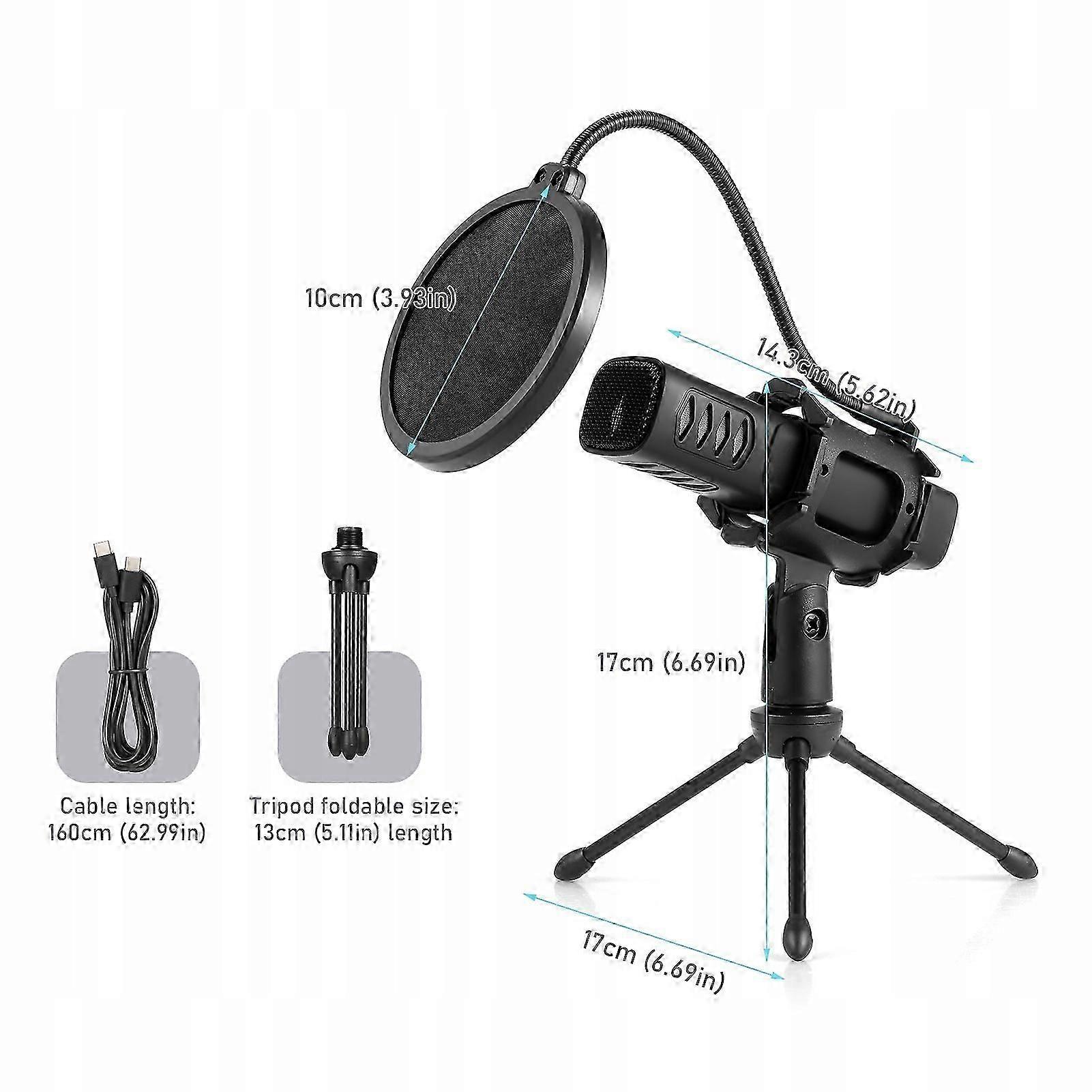 Usb Microphone Cardioid Condenser Mic With Tripod