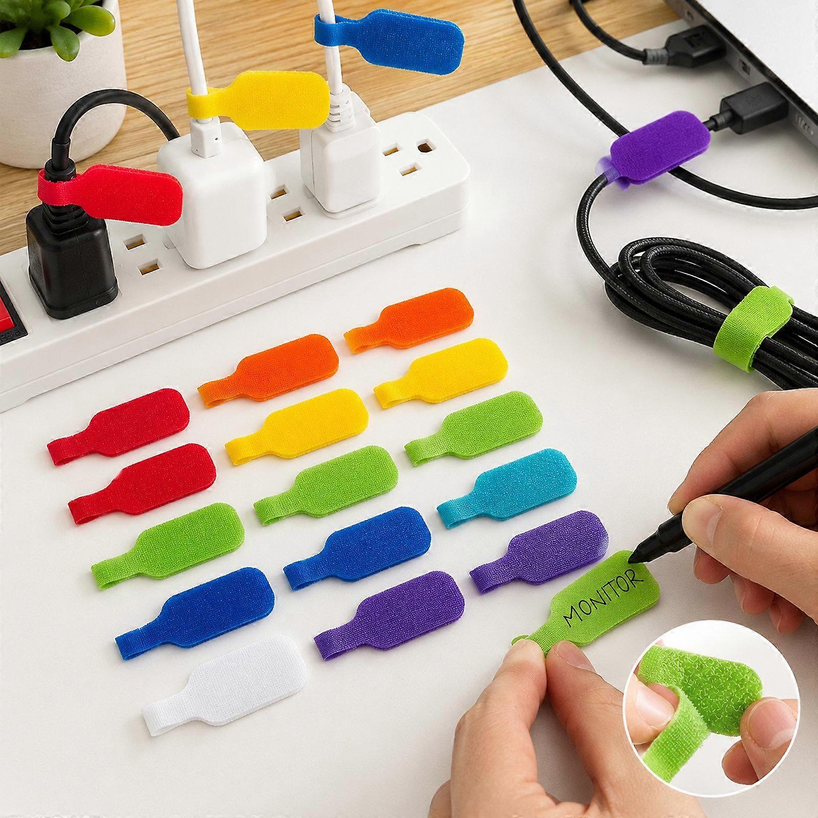 16pcs /Pack Writable Cable Labels Hook and Loop Cord Tags