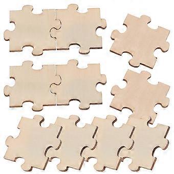 100Pcs/Pack Unfinished Wooden Puzzles Blank Puzzle Jigsaw Puzzle Pieces for Painting DIY Arts Crafts