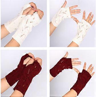 Women Gloves Fingerless Mittens For Women Arm Warmers White Acrylic Keep Arms Warm Various Occasions 1Pair