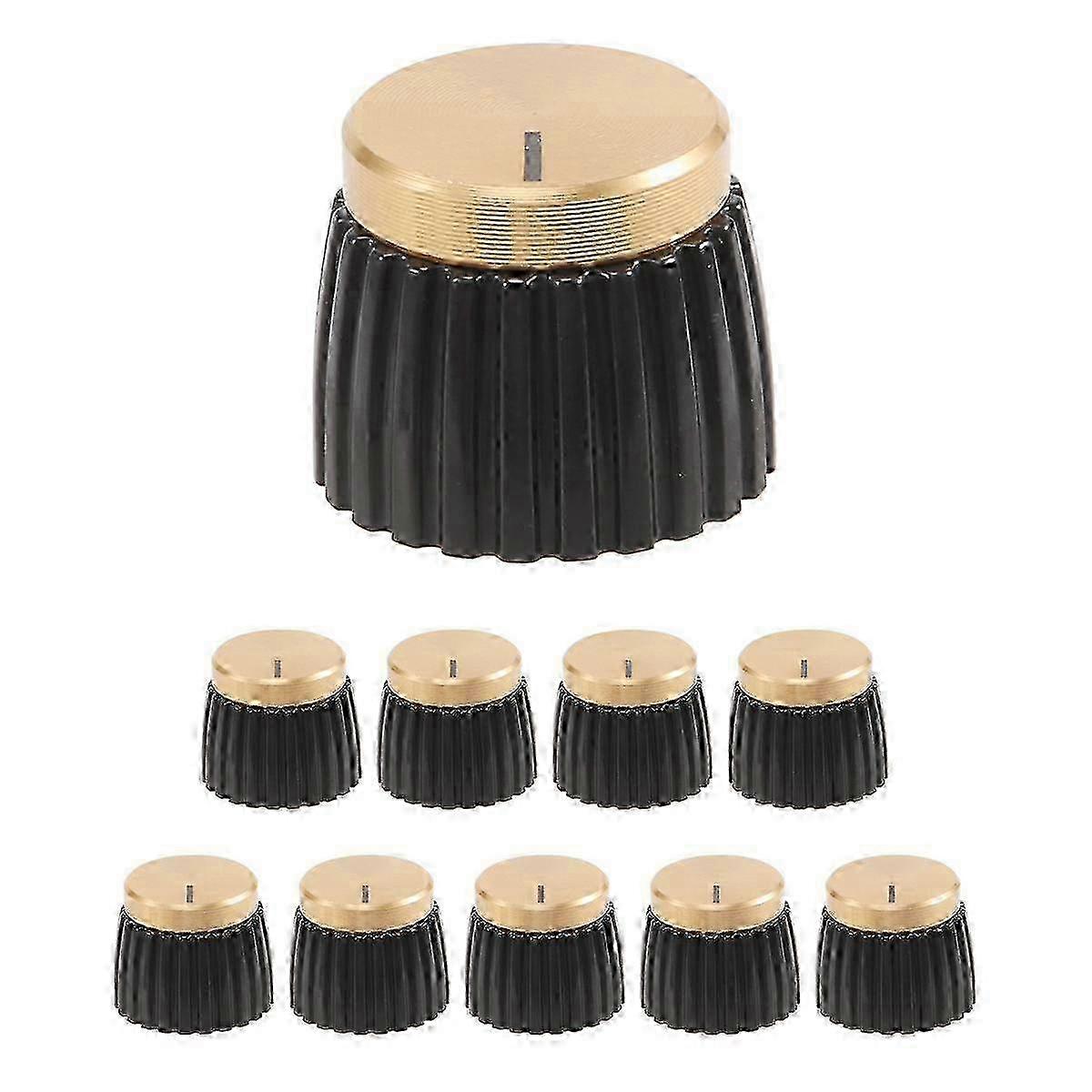 10x Guitar AMP Amplifier Knobs Push-on Black w/ Gold Cap compatible withMarshall Amplifier