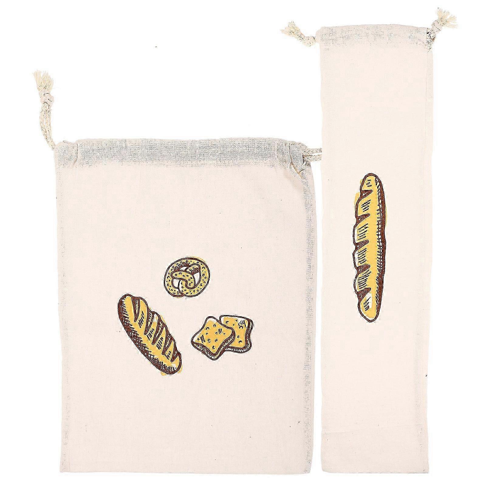 Reusable Bread Bags for Storage 2Pcs Linen Drawstring Bread Bags Kitchen Use