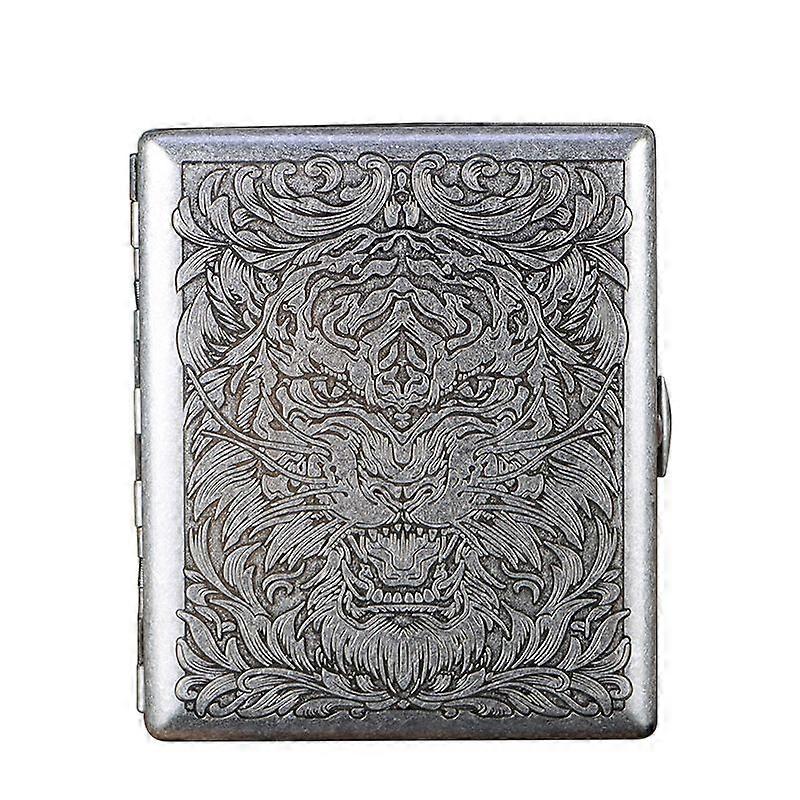 Brass double-layer thick middle tube antique silver cigarette box