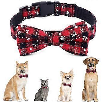 Christmas Dog Collar Dogs Cat Collars With Adjustable Bow Christmas Snowflake Bow Tie Collar Size Xs
