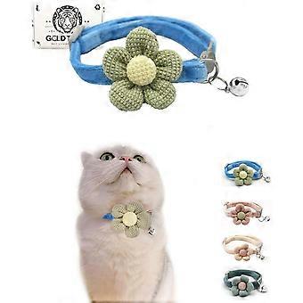 Cat Collar with Flower,Cat Collars for Girl Cats and Boy Cats,Breakaway Cat Collar with Bells,Adjustable Kitten Collar,Cute cat Collar (Blue, Breakawa