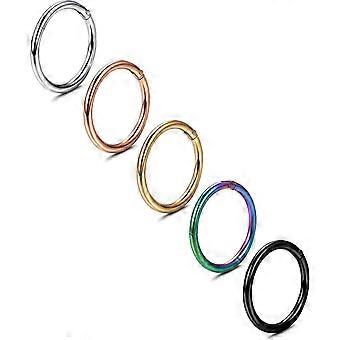 KATEA 5 stuks een set 316L RVS septum piercing neus hoepel clicker ring hypoallergeen 16G