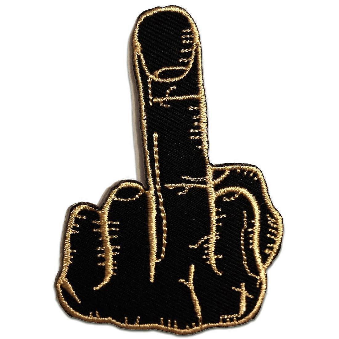 Patch / Iron-on Patch - Fuck Finger - Black - 8.3 x 6.4 - Applique Patch