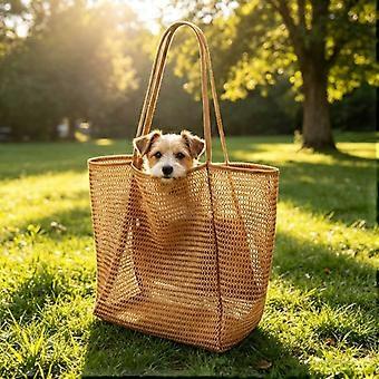 Nettransportør til kæledyr med stor kapacitet, åndbart sommerkølende design, kan bæres på én skulder og i hånden til små hunde og katte
