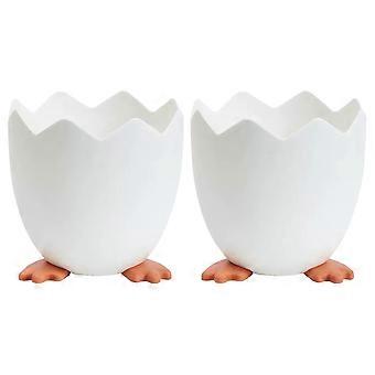 2 stuks creatieve desktop opbergmand cartoon gebroken eierschaal patroon cosmetische borstel houder