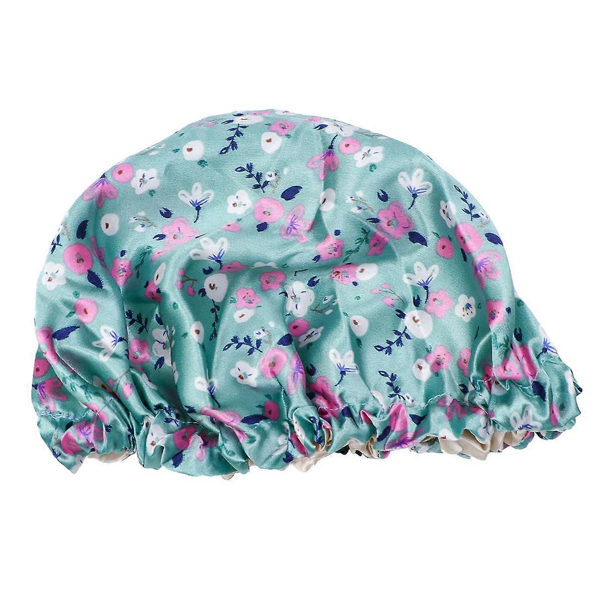 Children Satin Night Hat Creative Sleeping Hat Double Layer Bath Hat Adjustable Sleeping Green