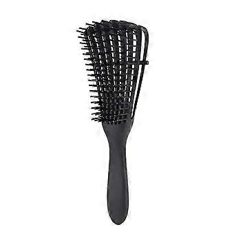 Cepillo negro desenredante para cabello rizado y grueso, masaje suave del cuero cabelludo y brillo sedoso.