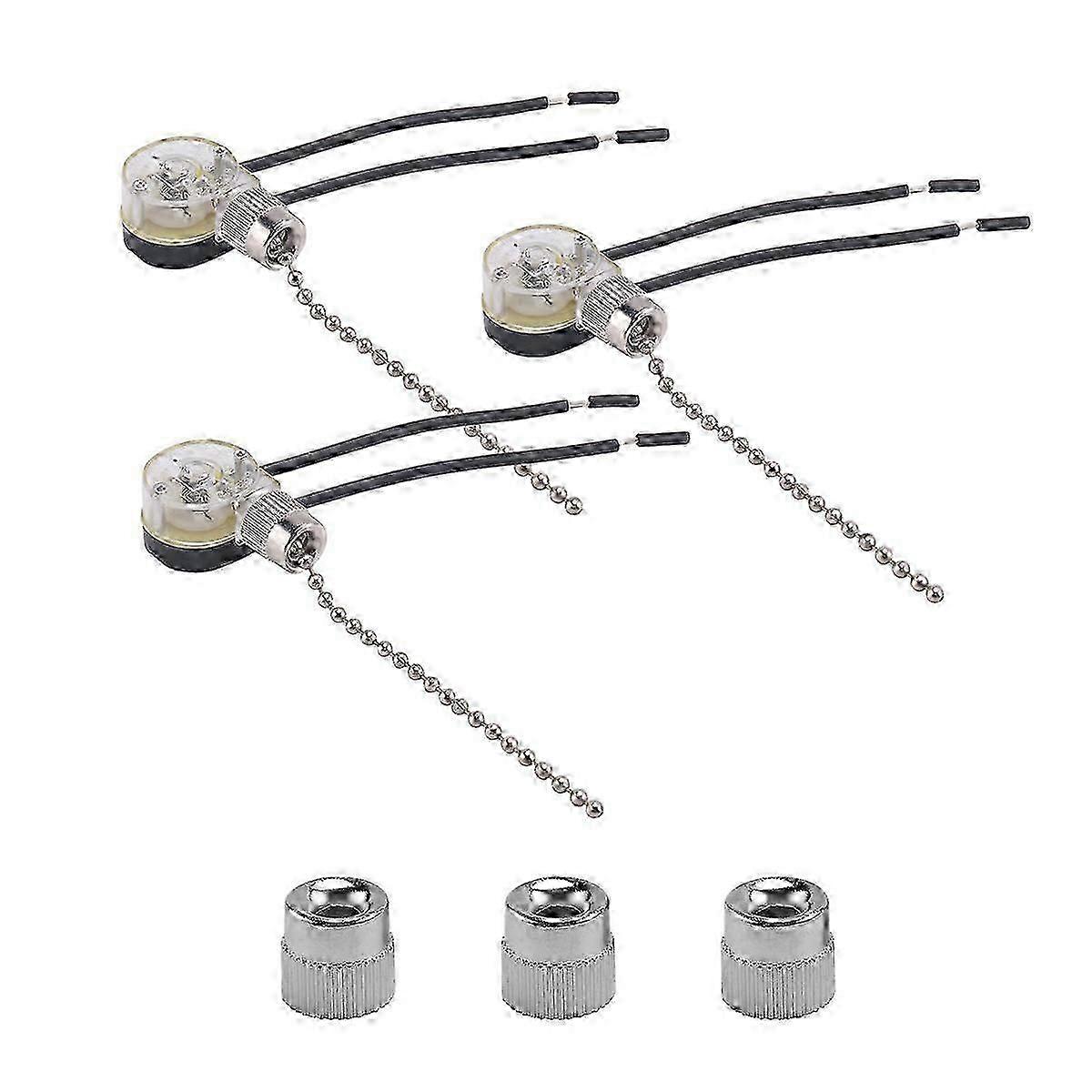 3Pack Ceiling Fan Light Switch ZE-109 Fan Switch Ceiling Pull Chain Switch Replacement
